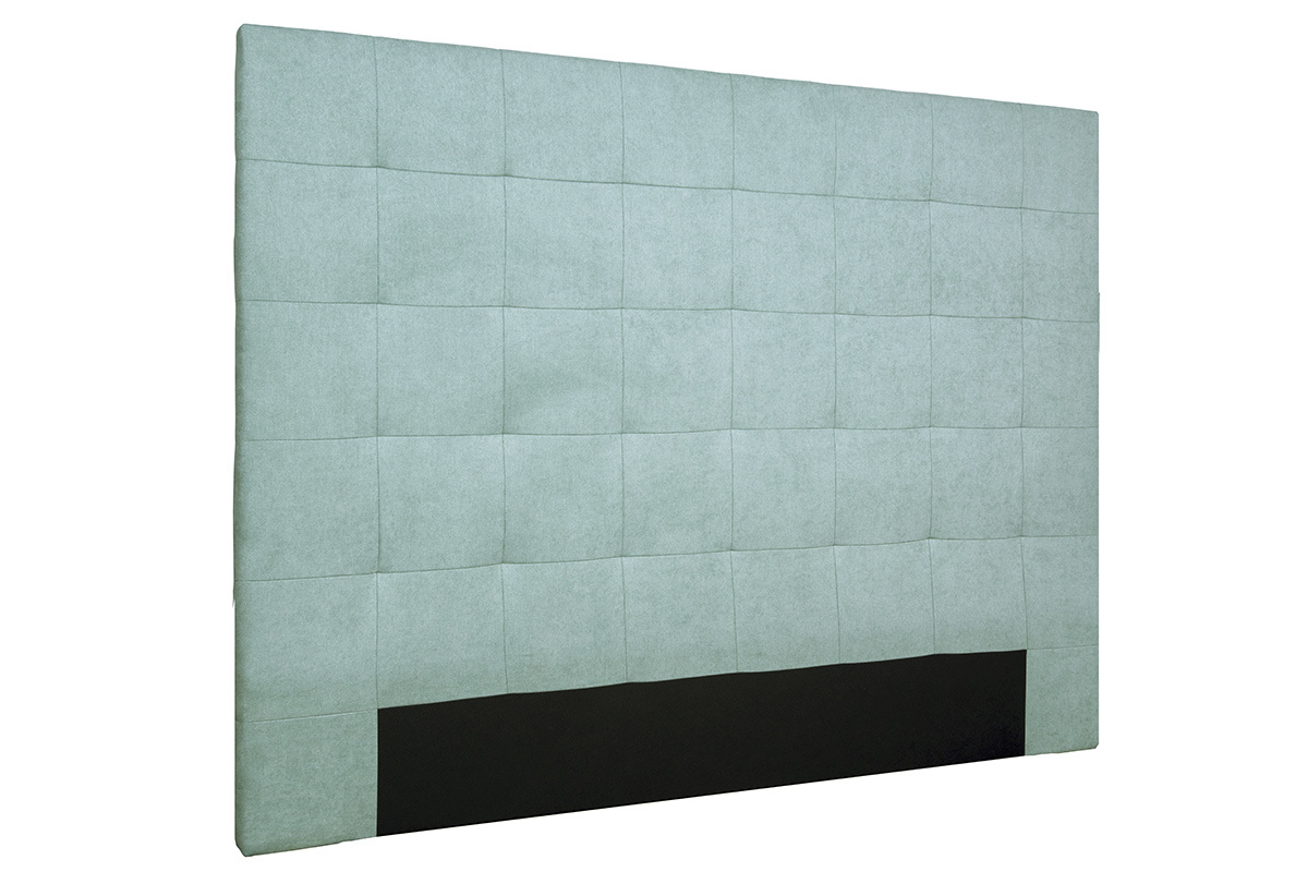 T�te de lit capitonn�e en tissu effet velours vert lagon L160 cm HALCIONA