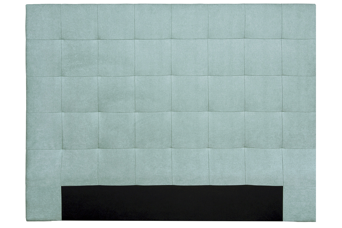 T�te de lit capitonn�e en tissu effet velours vert lagon L160 cm HALCIONA
