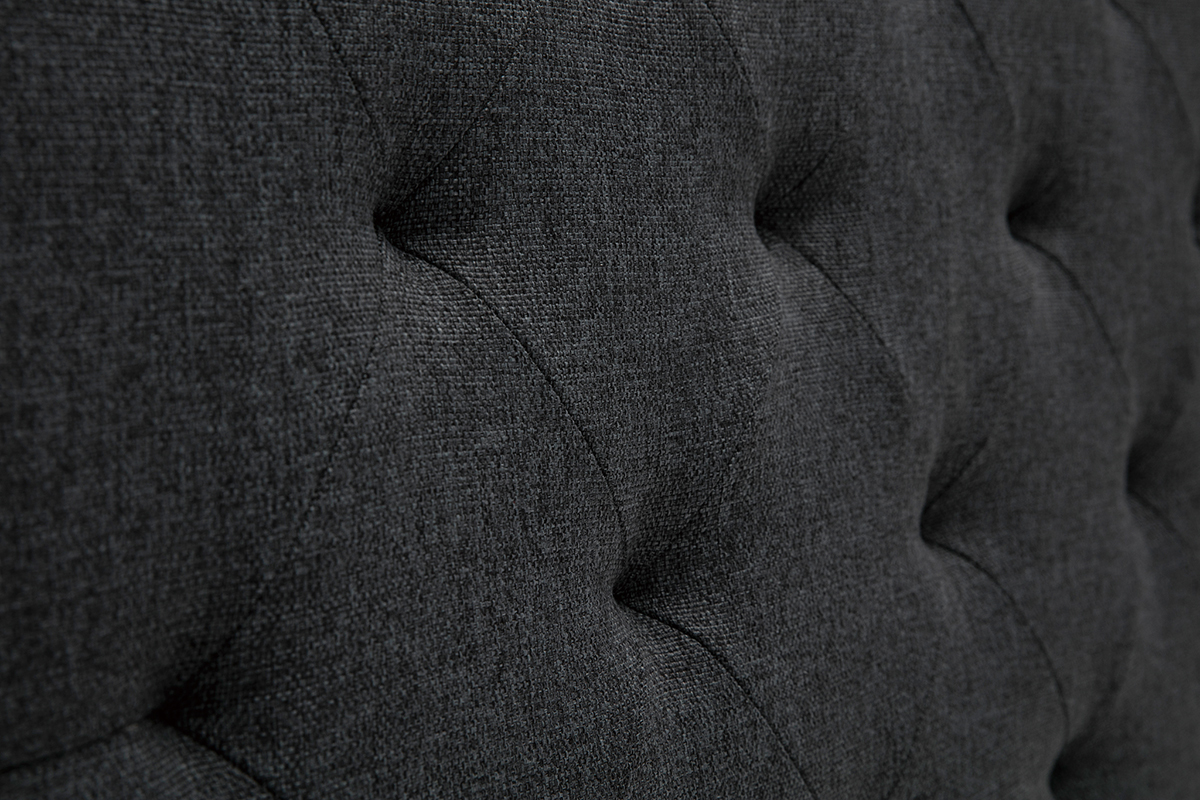 T�te de lit capitonn�e en tissu gris fonc� L140 cm ENGUERRAND
