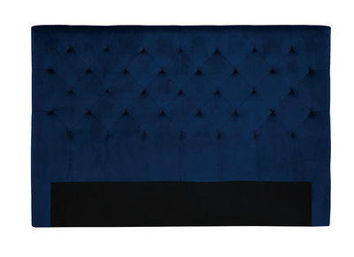 T&ecirc;te de lit capitonn&eacute;e en tissu velours bleu nuit L160 cm ENGUERRAND